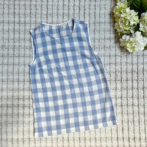 J Crew Blue Gingham Tank - Picture 2 of 4